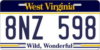 WV license plate 8NZ598