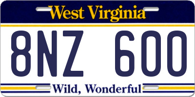 WV license plate 8NZ600