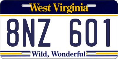 WV license plate 8NZ601