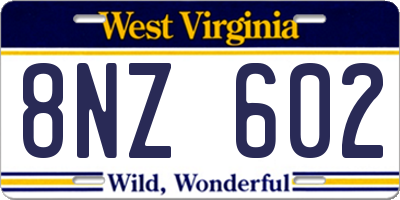 WV license plate 8NZ602