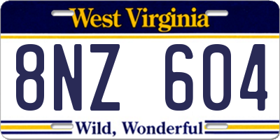 WV license plate 8NZ604
