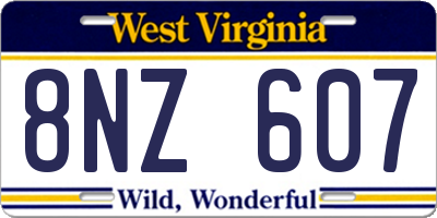 WV license plate 8NZ607