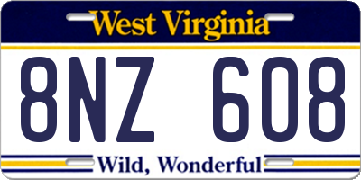 WV license plate 8NZ608