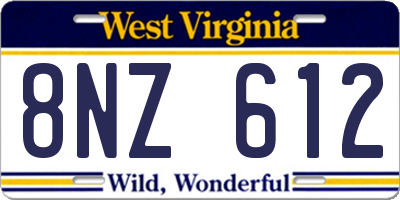 WV license plate 8NZ612