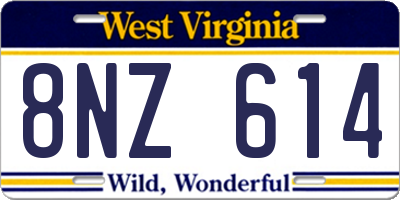 WV license plate 8NZ614