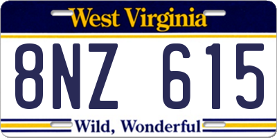 WV license plate 8NZ615