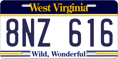WV license plate 8NZ616