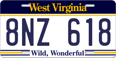 WV license plate 8NZ618