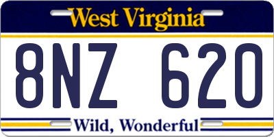 WV license plate 8NZ620