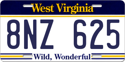 WV license plate 8NZ625