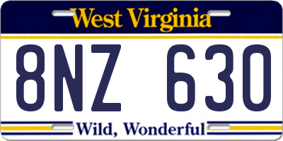 WV license plate 8NZ630