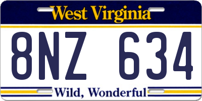 WV license plate 8NZ634