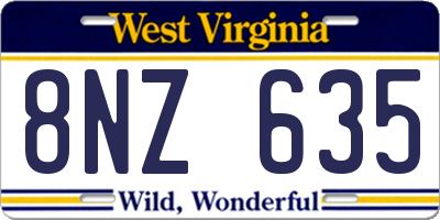 WV license plate 8NZ635