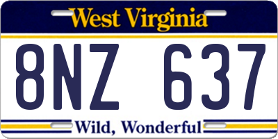 WV license plate 8NZ637