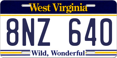 WV license plate 8NZ640