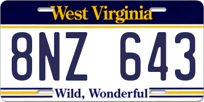 WV license plate 8NZ643