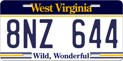 WV license plate 8NZ644