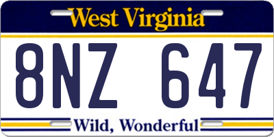 WV license plate 8NZ647