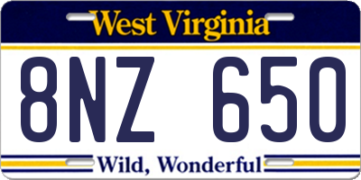 WV license plate 8NZ650