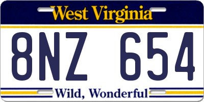 WV license plate 8NZ654