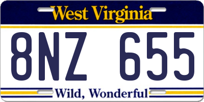 WV license plate 8NZ655