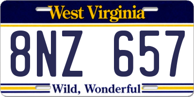 WV license plate 8NZ657