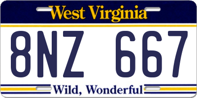 WV license plate 8NZ667
