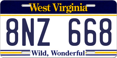 WV license plate 8NZ668