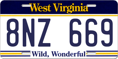 WV license plate 8NZ669