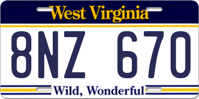 WV license plate 8NZ670