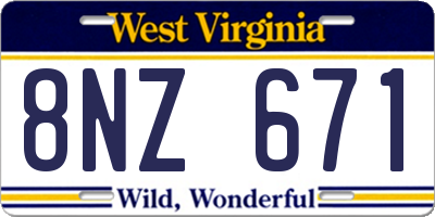 WV license plate 8NZ671
