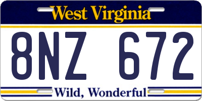 WV license plate 8NZ672