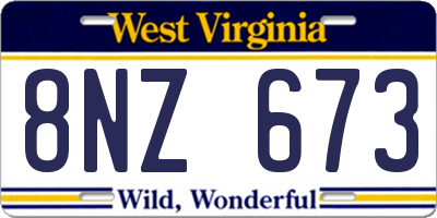 WV license plate 8NZ673