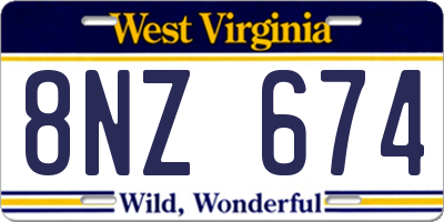 WV license plate 8NZ674