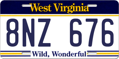 WV license plate 8NZ676