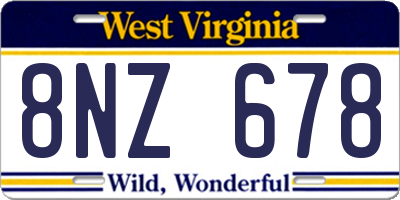 WV license plate 8NZ678
