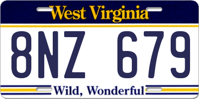 WV license plate 8NZ679