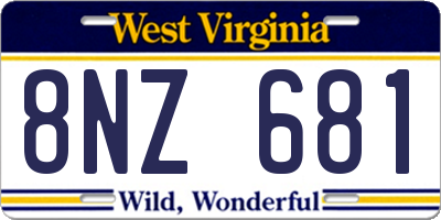 WV license plate 8NZ681