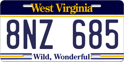 WV license plate 8NZ685