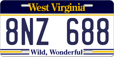 WV license plate 8NZ688