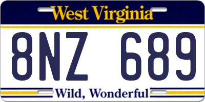 WV license plate 8NZ689