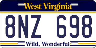 WV license plate 8NZ698