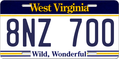 WV license plate 8NZ700