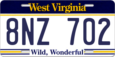 WV license plate 8NZ702