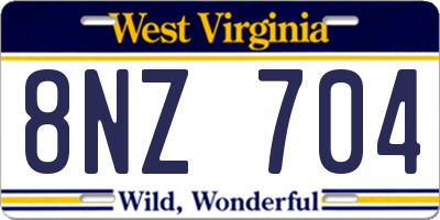WV license plate 8NZ704