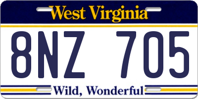 WV license plate 8NZ705