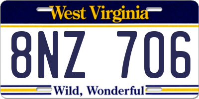 WV license plate 8NZ706