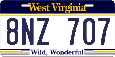 WV license plate 8NZ707