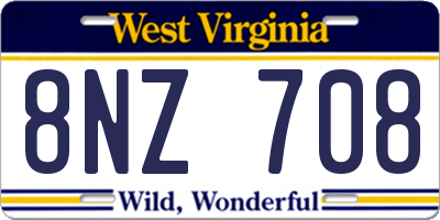 WV license plate 8NZ708