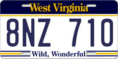 WV license plate 8NZ710